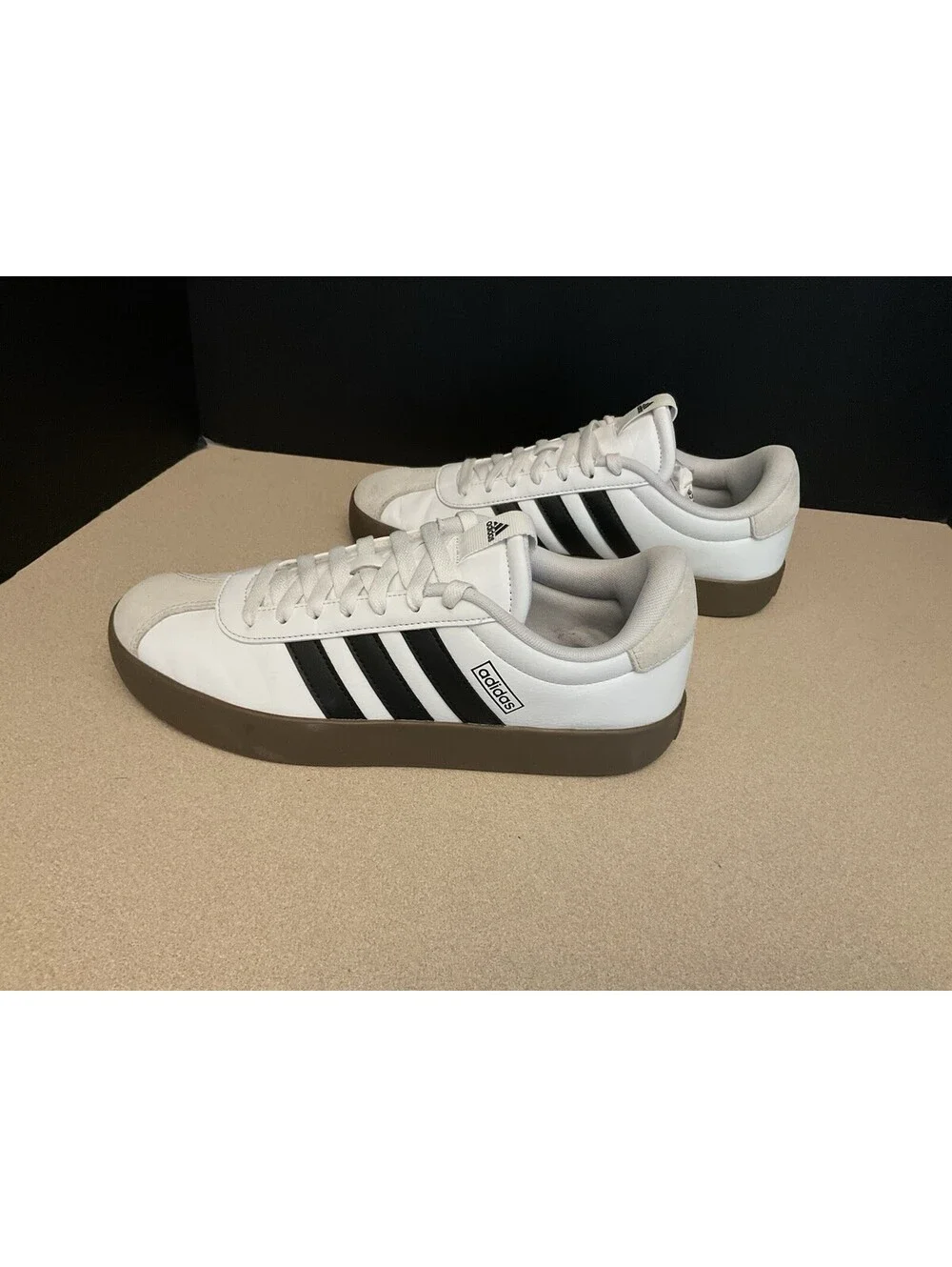 Womens Adidas VL Court 3.0 White/Black/Gum Athletic Shoes. Size 10. Nice Shoes!!